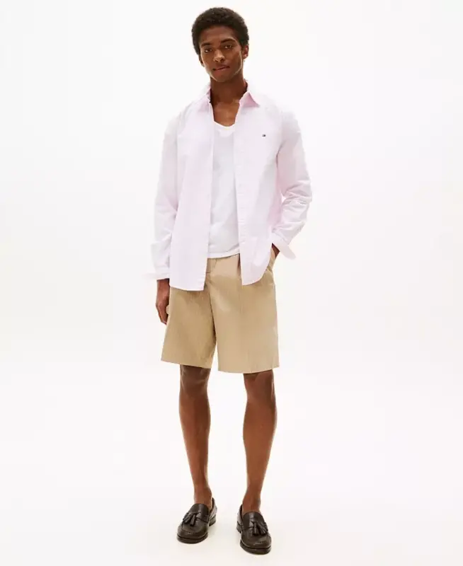 Men's Regular-Fit Striped Heritage Oxford Long-Sleeve Shirt - Rose Petal / White - 4