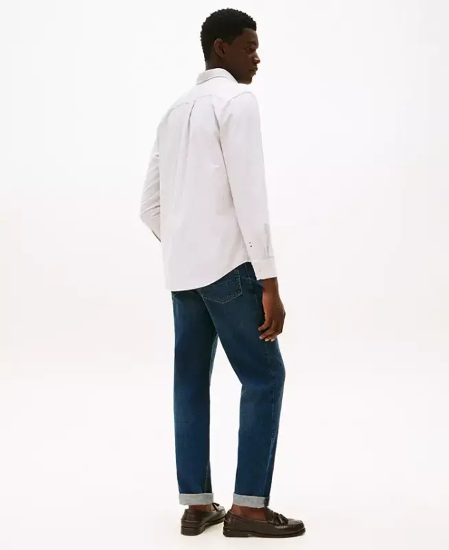 Men's Regular-Fit Striped Heritage Oxford Long-Sleeve Shirt - Safari Canvas / White - 2