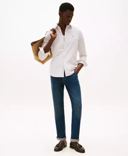 Men's Regular-Fit Striped Heritage Oxford Long-Sleeve Shirt - Safari Canvas / White - 4