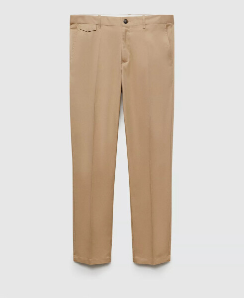 Men's Regular Fit Structure Cotton Trousers Beige - 2