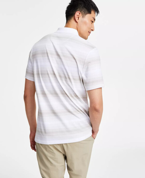 Men's Regular-Fit Supima Knit Interlock Striped Polo Shirt, Created for Modazone White - 2