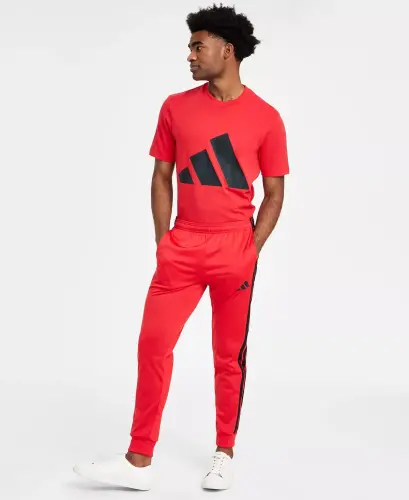 Men's Regular-Fit Tapered Stripe Track Pants-Ruby Red/blk 