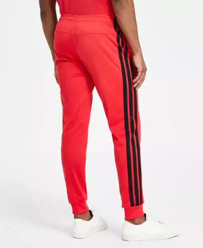 Men's Regular-Fit Tapered Stripe Track Pants-Ruby Red/blk - 4