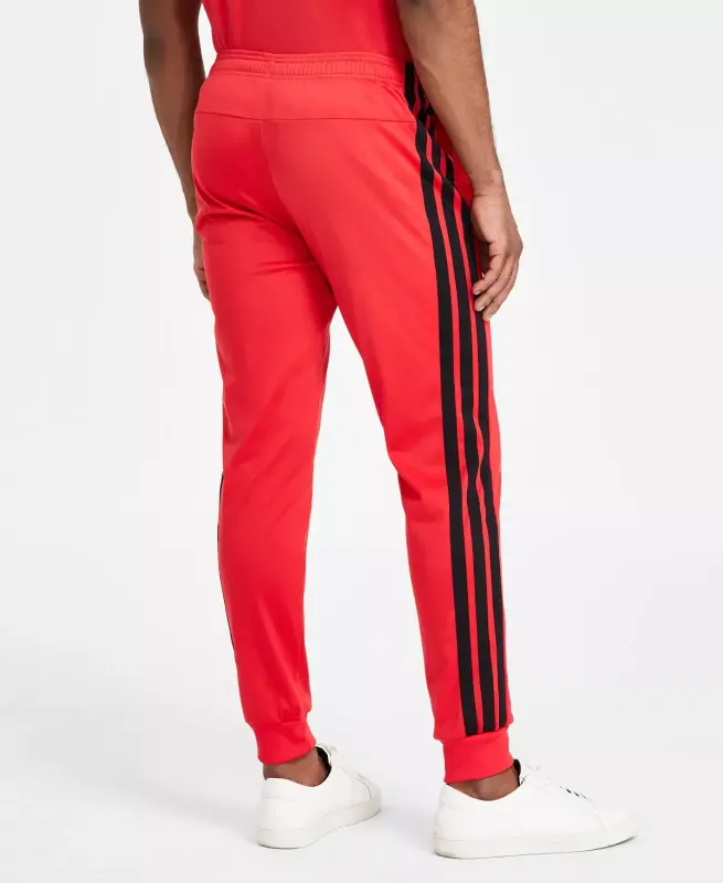 Men's Regular-Fit Tapered Stripe Track Pants-Ruby Red/blk - 4