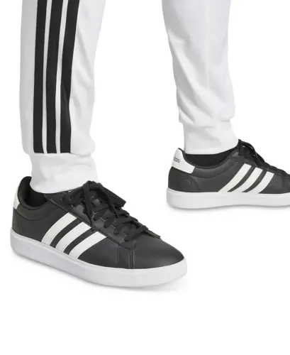 Men's Regular-Fit Tapered Stripe Track Pants-White/blk - 4