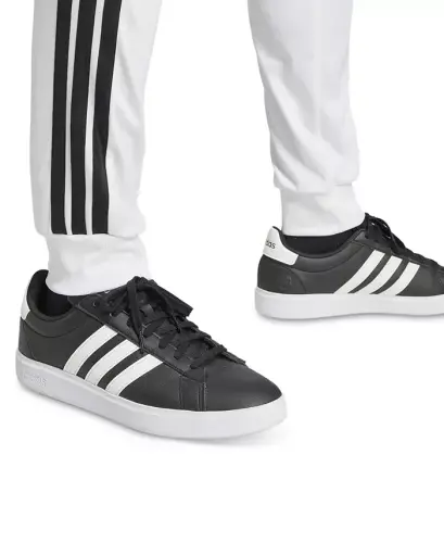 Men's Regular-Fit Tapered Stripe Track Pants-White/blk - 4