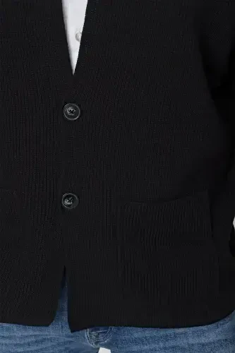 Men's Regular Fit Thessaloniki Knit Cardigan Black 23w208-Black - 5