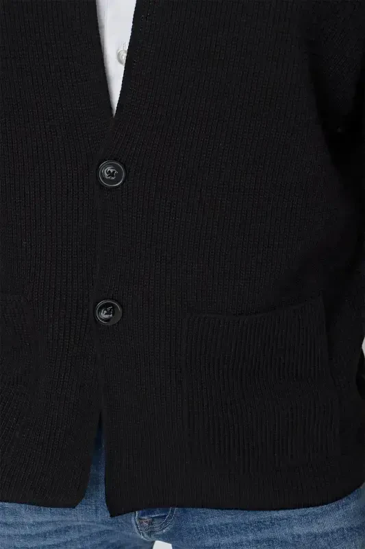 Men's Regular Fit Thessaloniki Knit Cardigan Black 23w208-Black - 5