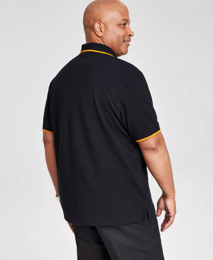 Men's Regular-Fit Tipped Performance Polo Shirt, Created for Modazone Deep Black - 4