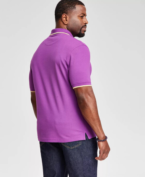 Men's Regular-Fit Tipped Performance Polo Shirt, Created for Modazone Purple - 4