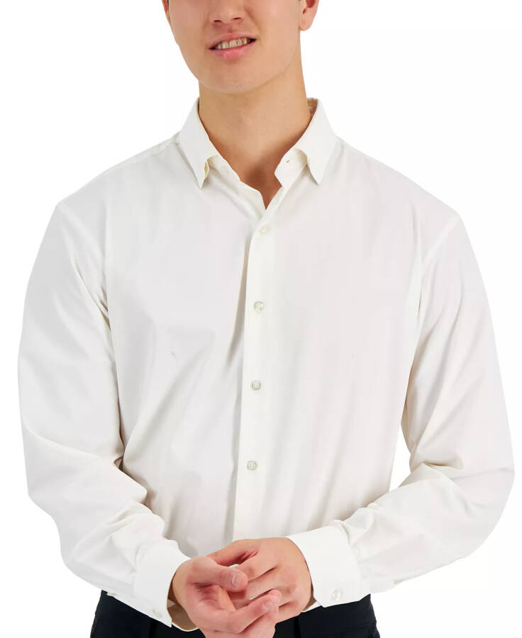 Men's Regular Fit Travel Ready Solid Dress Shirt, Created for Modazone Bright White - 3