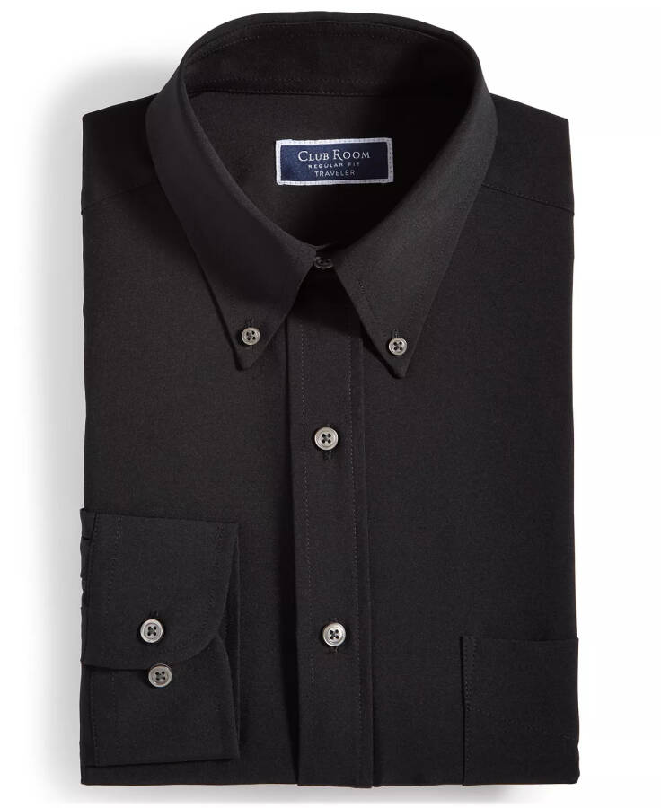 Men's Regular Fit Traveler Dress Shirt, Created for Modazone Deep Black - 9