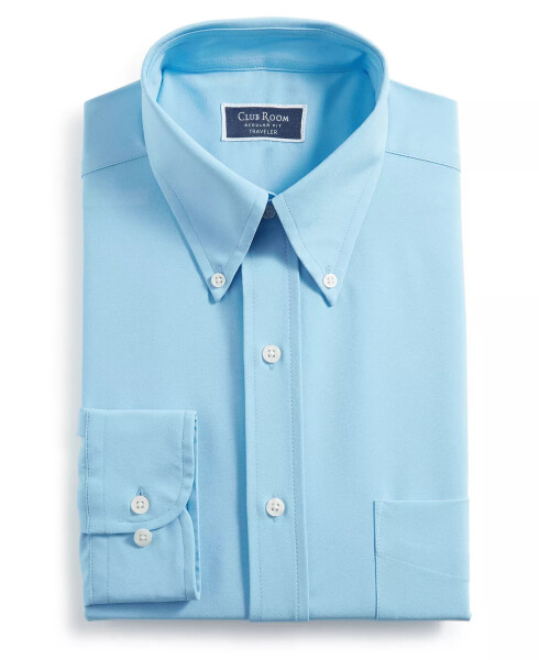 Men's Regular Fit Traveler Dress Shirt, Created for Modazone Placid Blue - 3