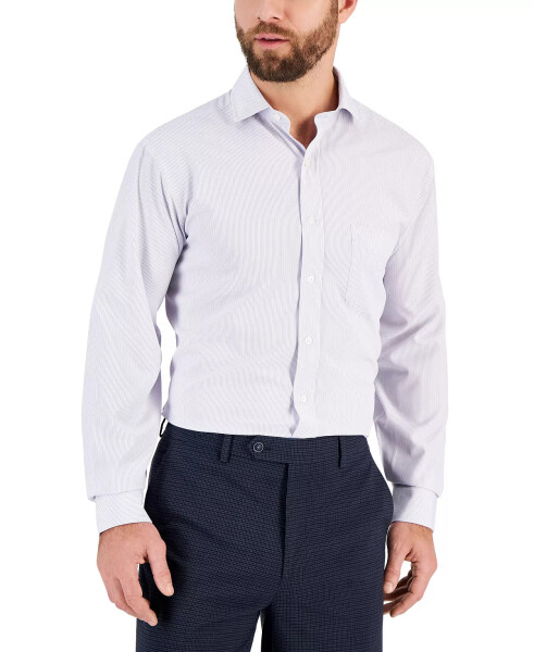 Men's Regular Fit Traveler Fine Stripe Dress Shirt, Created for Modazone Lavender - 4