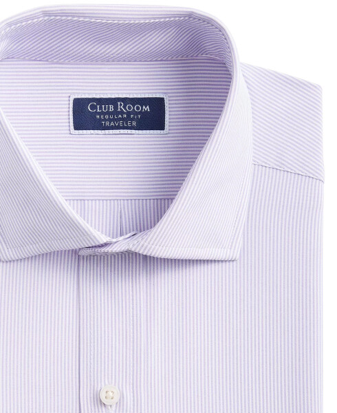 Men's Regular Fit Traveler Fine Stripe Dress Shirt, Created for Modazone Lavender - 6