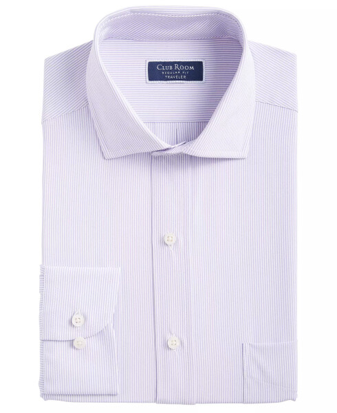 Men's Regular Fit Traveler Fine Stripe Dress Shirt, Created for Modazone Lavender - 2