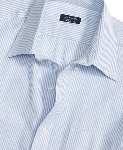 Men's Regular Fit University Stripe Dress Shirt, Created for Modazone-Blue/White - 3