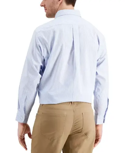 Men's Regular Fit University Stripe Dress Shirt, Created for Modazone-Blue/White - 5
