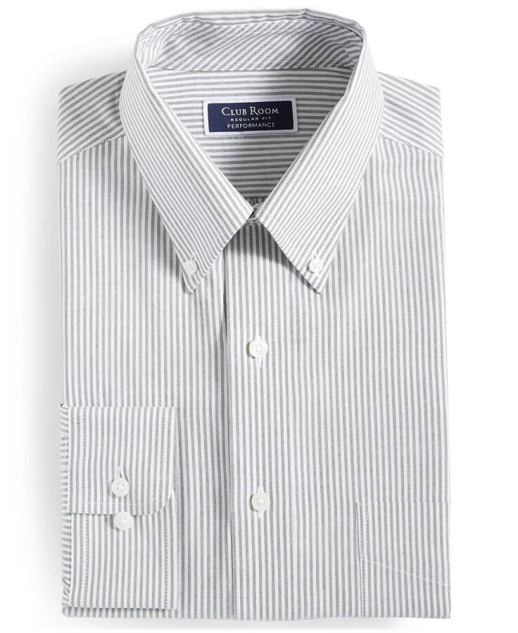 Men's Regular Fit University Stripe Dress Shirt, Created for Modazone Bronze Green White - 6