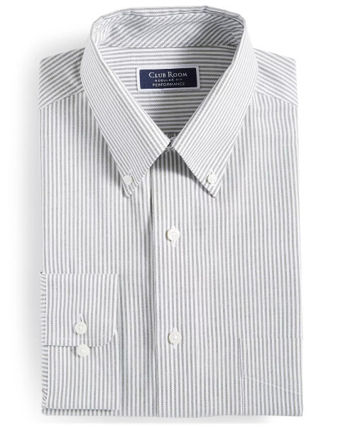 Men's Regular Fit University Stripe Dress Shirt, Created for Modazone Bronze Green White - 2