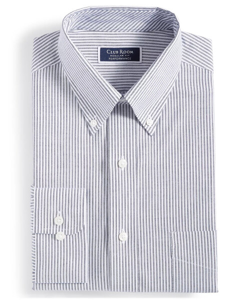 Men's Regular Fit University Stripe Dress Shirt, Created for Modazone Navy Blue White - 10