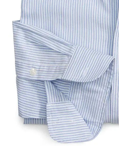 Men's Regular Fit University Stripe Ko'ylak, Modazone uchun yaratilgan - Moviy/Oq - 4