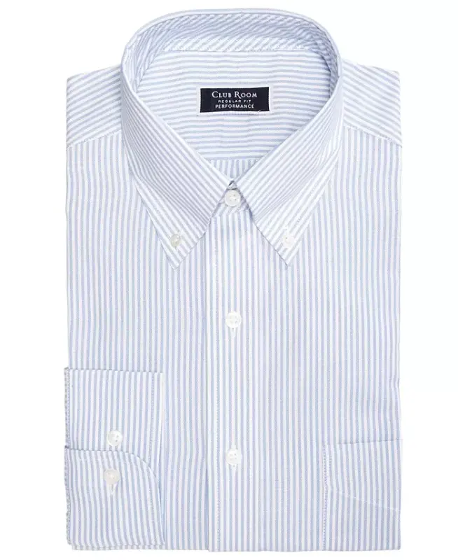 Men's Regular Fit University Stripe Ko'ylak, Modazone uchun yaratilgan - Moviy/Oq - 7