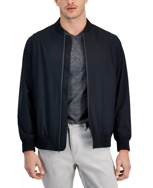 Men's Regular-Fit Water-Resistant Full-Zip Bomber Jacket, Created for Modazone - Deep Black - 5