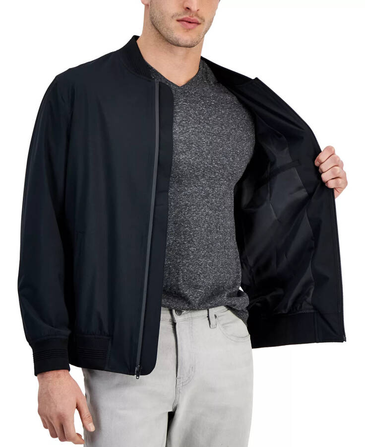 Men's Regular-Fit Water-Resistant Full-Zip Bomber Jacket, Created for Modazone - Deep Black - 7