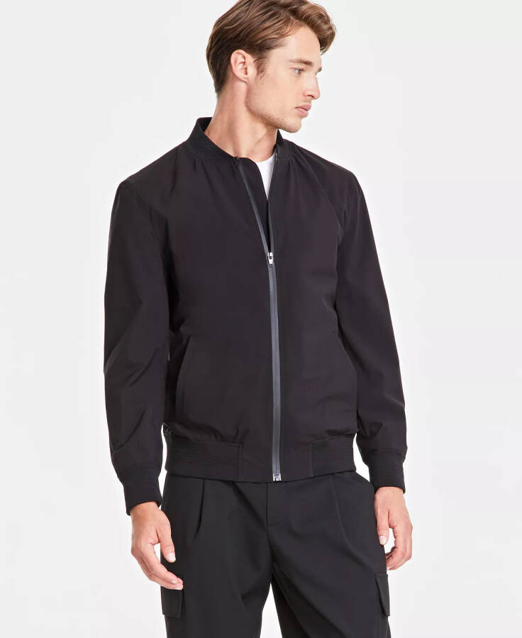 Men's Regular-Fit Water-Resistant Full-Zip Bomber Jacket, Created for Modazone - Deep Black - 1