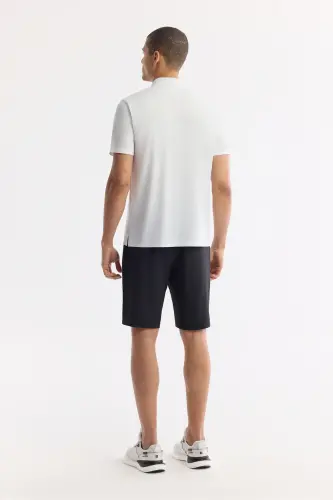 Men's Regular Fit White Non-Iron Polo Collar Technical Fabric T-Shirt A51Y1155-White - 4