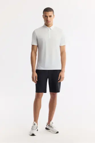 Men's Regular Fit White Non-Iron Polo Collar Technical Fabric T-Shirt A51Y1155-White - 6