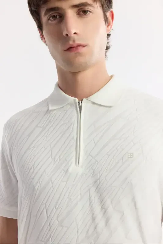 Men's Regular Fit White Pique Polo Shirt A51Y1090-White - 2