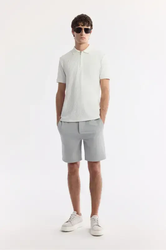 Men's Regular Fit White Pique Polo Shirt A51Y1090-White - 5