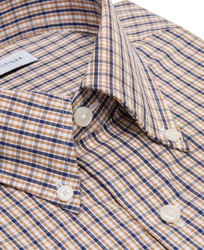 Men's Regular Fit Wrinkle Resistant Stretch Dress Shirt - Beige - 4