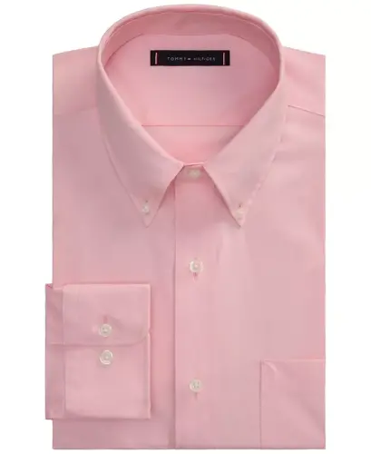 Men's Regular Fit Wrinkle Resistant Stretch Dress Shirt - Coral - 4
