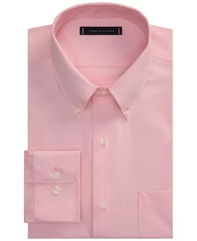 Men's Regular Fit Wrinkle Resistant Stretch Dress Shirt - Coral - 4