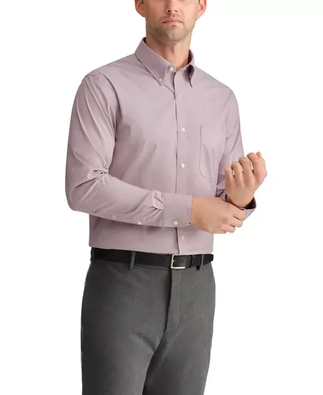 Men's Regular Fit Wrinkle Resistant Stretch Dress Shirt - Dusty Rose - 1