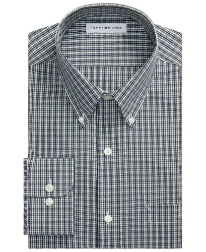 Men's Regular Fit Wrinkle Resistant Stretch Dress Shirt - Green - 3