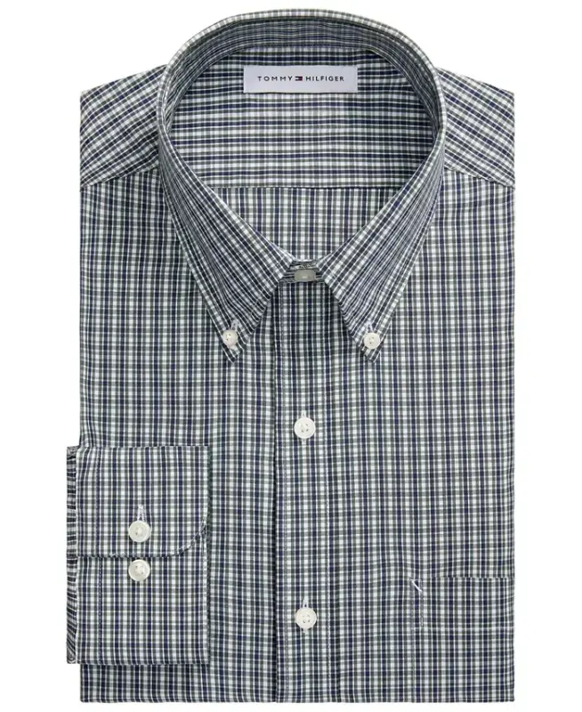 Men's Regular Fit Wrinkle Resistant Stretch Dress Shirt - Green - 3