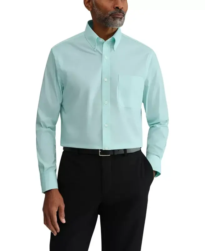 Men's Regular Fit Wrinkle Resistant Stretch Dress Shirt - Jade - TOMMY HILFIGER