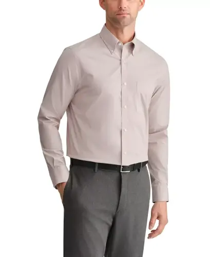 Men's Regular Fit Wrinkle Resistant Stretch Dress Shirt - Khaki - 1