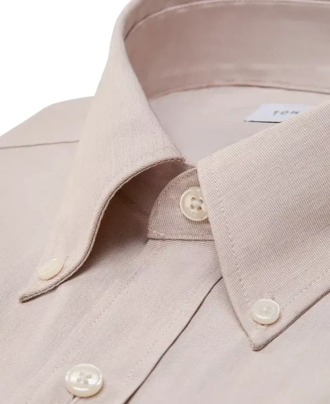Men's Regular Fit Wrinkle Resistant Stretch Dress Shirt - Khaki - 4