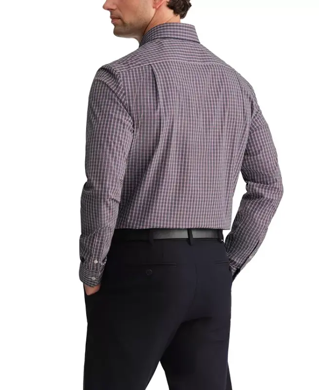 Men's Regular Fit Wrinkle Resistant Stretch Dress Shirt - Red - 2