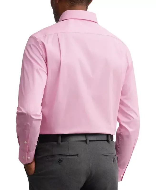 Men's Regular Fit Wrinkle Resistant Stretch Dress Shirt - Rose - 2