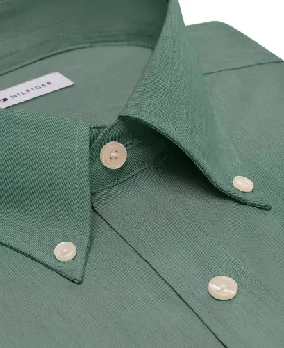 Men's Regular Fit Wrinkle Resistant Stretch Dress Shirt - Solid Green - 4