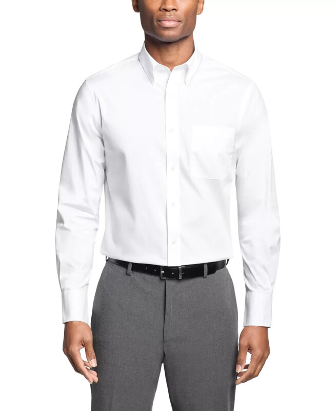 Men's Regular Fit Wrinkle Resistant Stretch Dress Shirt-White - TOMMY HILFIGER