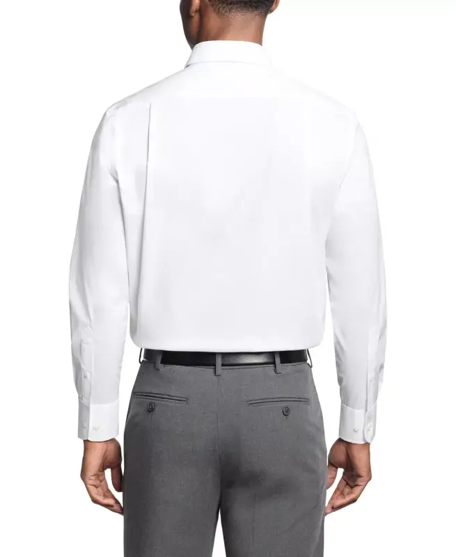 Men's Regular Fit Wrinkle Resistant Stretch Dress Shirt-White - 2