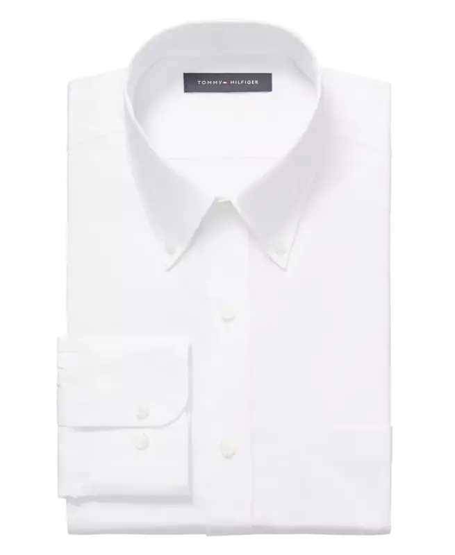 Men's Regular Fit Wrinkle Resistant Stretch Dress Shirt-White - 3