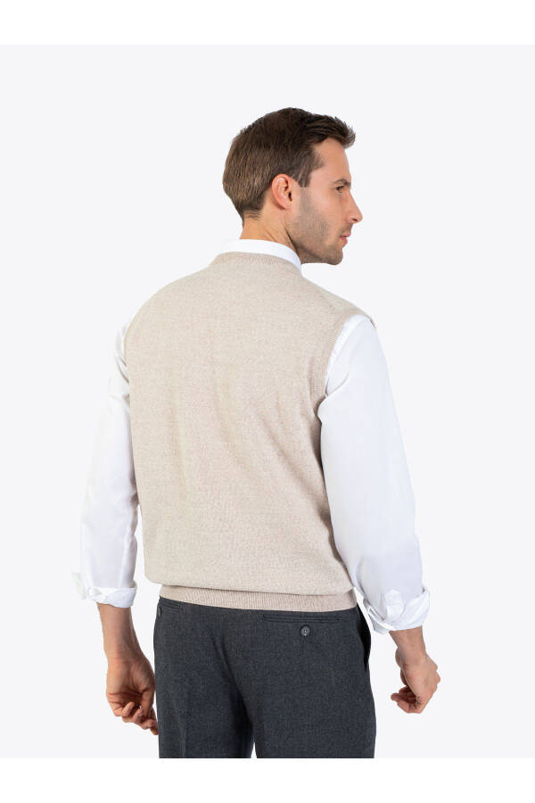 Men's Regular Ribbed Knit Sweater - Beige Melange - 2